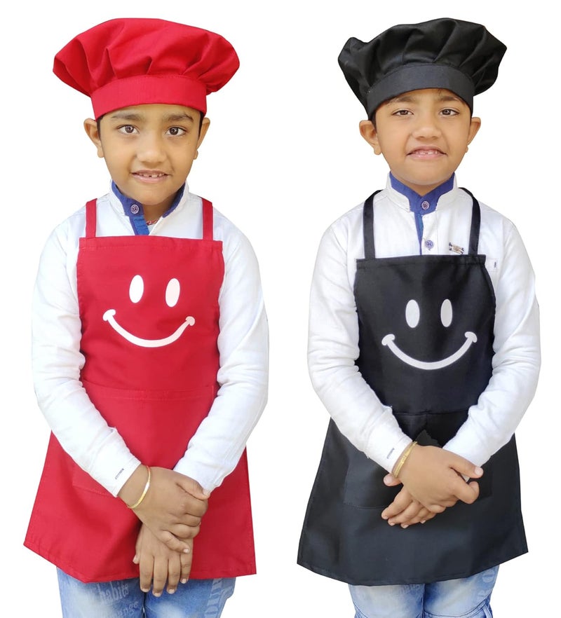 Switchon Polyester Waterproof Adjustable Kids Multi purpose Cooking Apron with a chef cap School Apron for 3 years to 65 years BlackGreenRed - Image 4