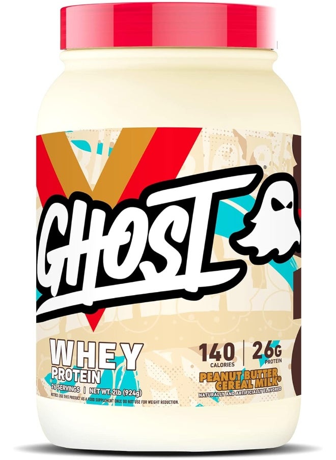 Ghost Whey Protein Powder, Peanut Butter Cereal Milk - 2Lb, 26G Of Protein - Whey Protein Blend - Post Workout Fitness & Nutrition Shakes, Smoothies, Baking & Cooking - Soy & Gluten-Free  - Image 1