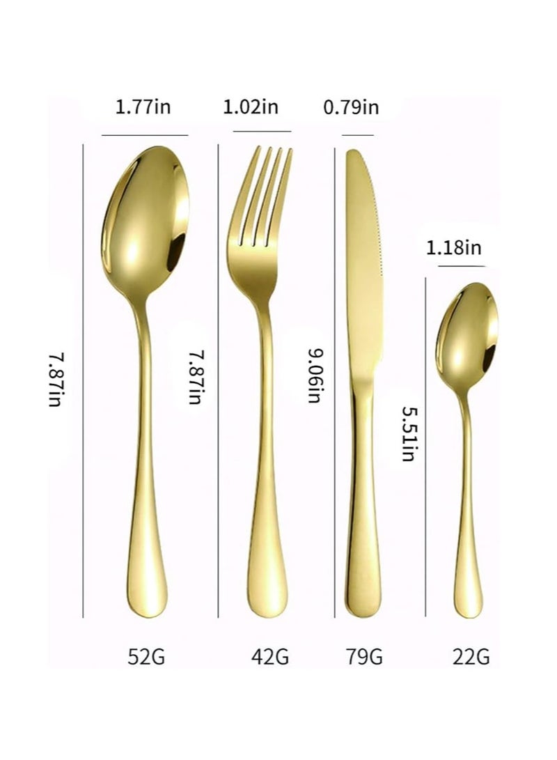 general 24 pieces of gold cutlery set with stand including spoon, fork and knife, stainless steel hanger set, home kitchen cutlery set - Image 2
