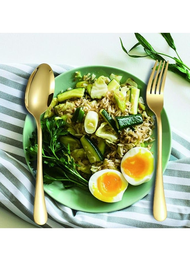 general 24 pieces of gold cutlery set with stand including spoon, fork and knife, stainless steel hanger set, home kitchen cutlery set - Image 3