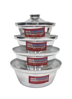 Sina Conical aluminum pot set consisting of 4 pots, Egyptian made, size 16 cm / 18 cm / 20 cm / 22 cm  - Image 1