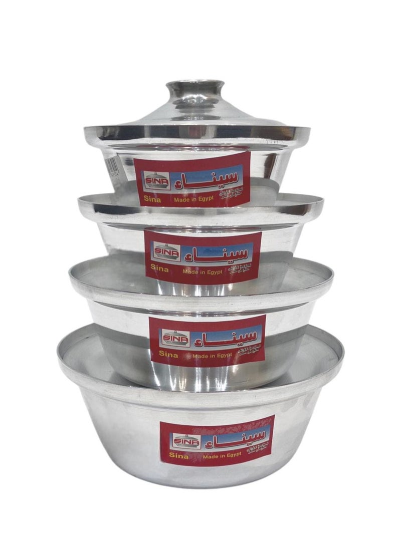 Sina Conical aluminum pot set consisting of 4 pots, Egyptian made, size 16 cm / 18 cm / 20 cm / 22 cm  - Image 1
