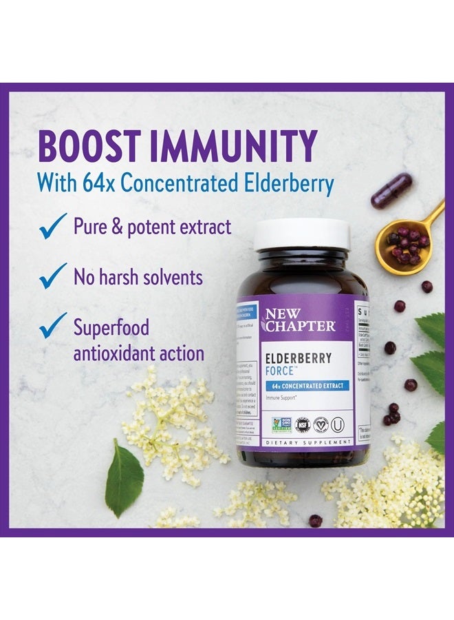 New Chapter Vegan Elderberry Capsules with 64x Concentrated Black Elderberry + Black Currant for Comprehensive Immune Support, Non-GMO Project Verified, Gluten Free, Certified Vegan, 60 Count - Image 4