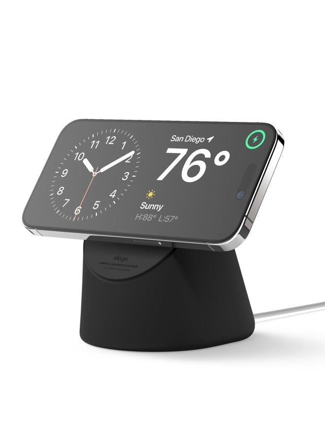Elago MS1 Charging Stand Compatible with MagSafe Charger - Premium Silicone Stand Compatible with iPhone 16/15/14/13/12 Series, Designed for iOS Standby Mode [Black] [Charging Cable Not Included] - Image 1