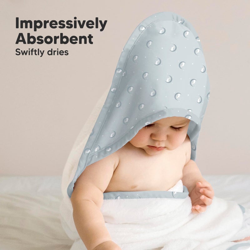 KeaBabies Hooded Baby Towel for Newborn - Viscose Derived from Bamboo Large Baby Bath Towels with Hood for Boys, Girls, Toddler, Extra Absorbent & Soft Newborn Bath Essentials (Lunaris, Regular) - Image 5