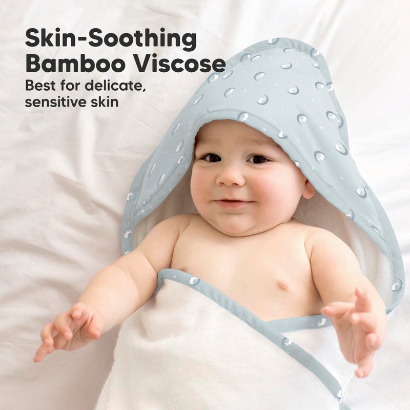 KeaBabies Hooded Baby Towel for Newborn - Viscose Derived from Bamboo Large Baby Bath Towels with Hood for Boys, Girls, Toddler, Extra Absorbent & Soft Newborn Bath Essentials (Lunaris, Regular) - Image 3