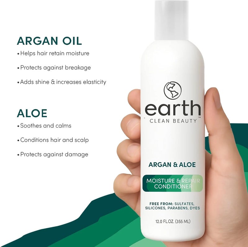 earth Moisture and Repair Conditioner  Hair Conditioner with Argan and Aloe  Sulfate and Paraben Free Conditioner Protects Against Breakage  12 oz
