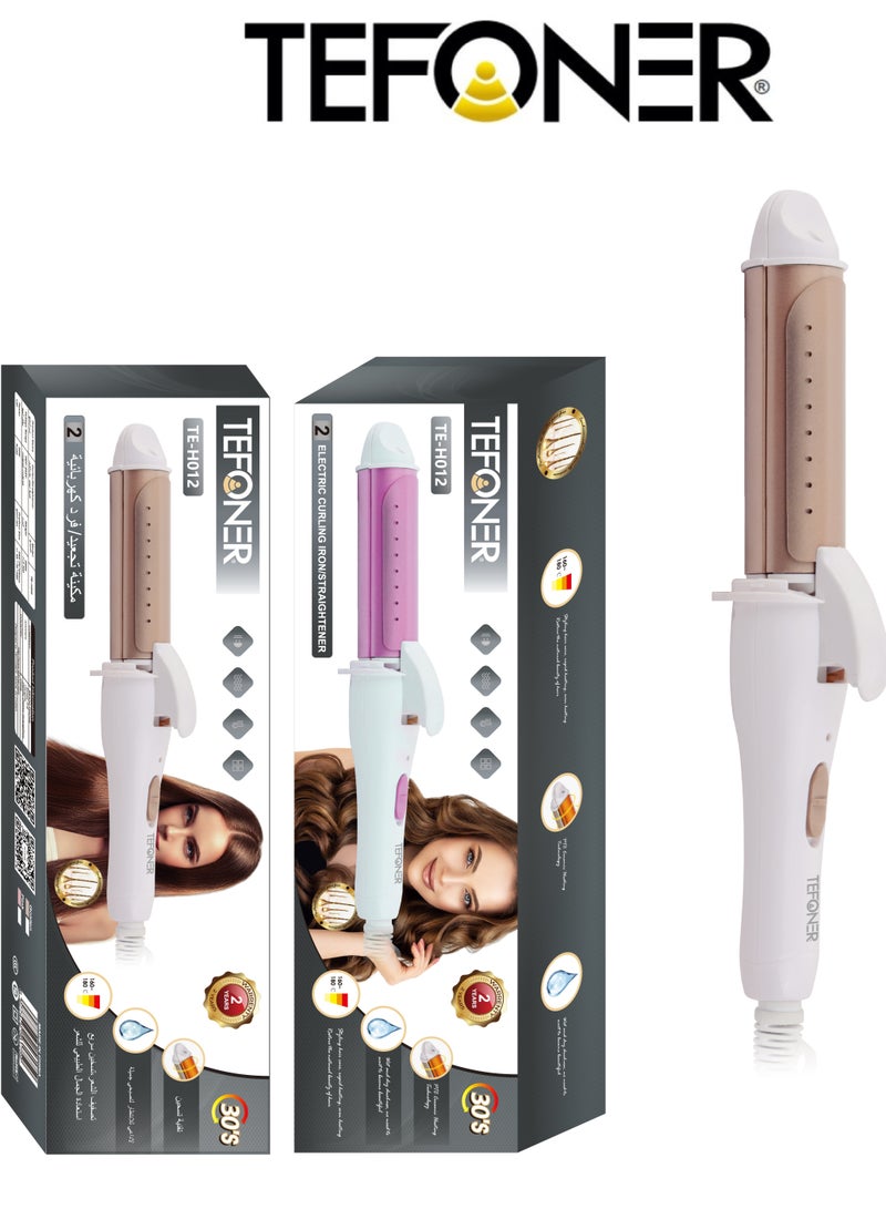 TEFONER 2 in 1 hair straightener and curling iron. Ceramic hair straightener with temperatures up to 180°C. Hair curling iron for wavy hair. Ceramic hair straightener that is safe for hair. Small hair iron measuring 28*7*4.5 cm. Curling iron with temperatures up to 180°C. Hair straightener from Tefner. - Image 4