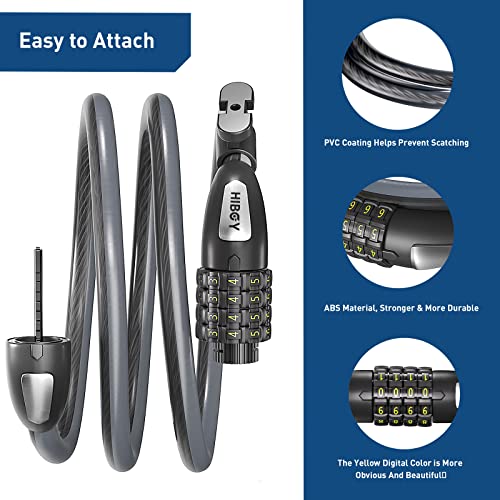 Hiboy Bike Lock, 3.3 Feet Bike Cable Locks, Resettable 4-Digit Combination Lock, Bike Locks Heavy Duty Anti Theft - Image 4