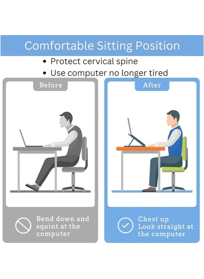 إتش إل تيك حامل كمبيوتر محمول للمكتب من HL-tech حامل ألومنيوم محمول مريح قابل للتعديل لأجهزة الكمبيوتر المحمول 6 زوايا مضادة للانزلاق متوافق مع أجهزة الكمبيوتر المحمولة 13-17 بوصة أسود - Image 5