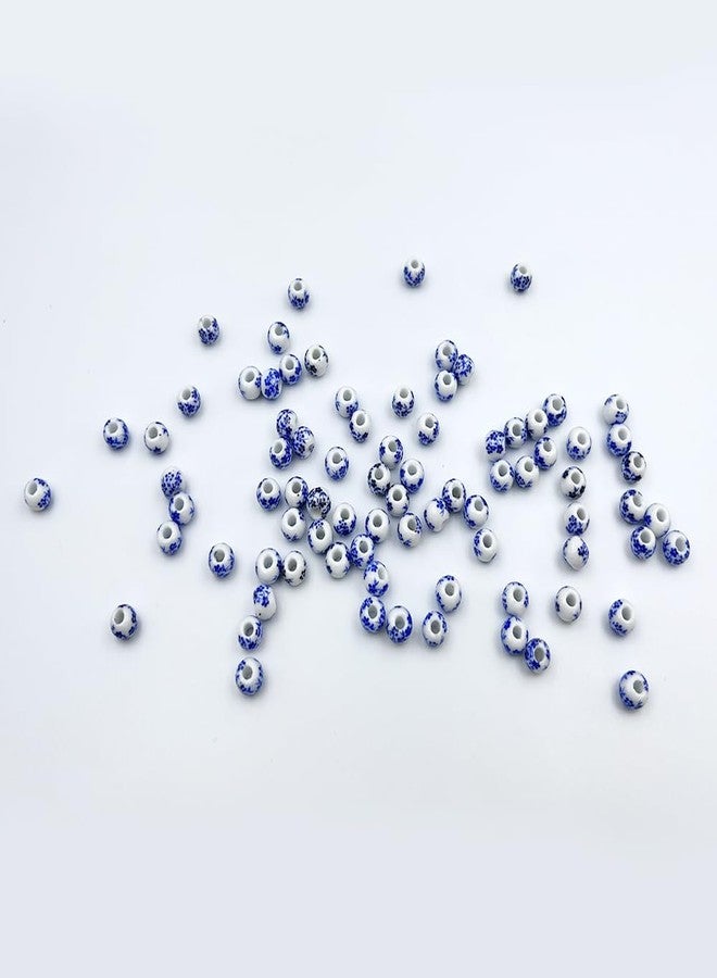 metulip About 200Pcs 6mm Porcelain Round Ceramic Beads Blue Flower Printed Spacer Beads for Jewelry Making Bracelets Necklace - Image 3