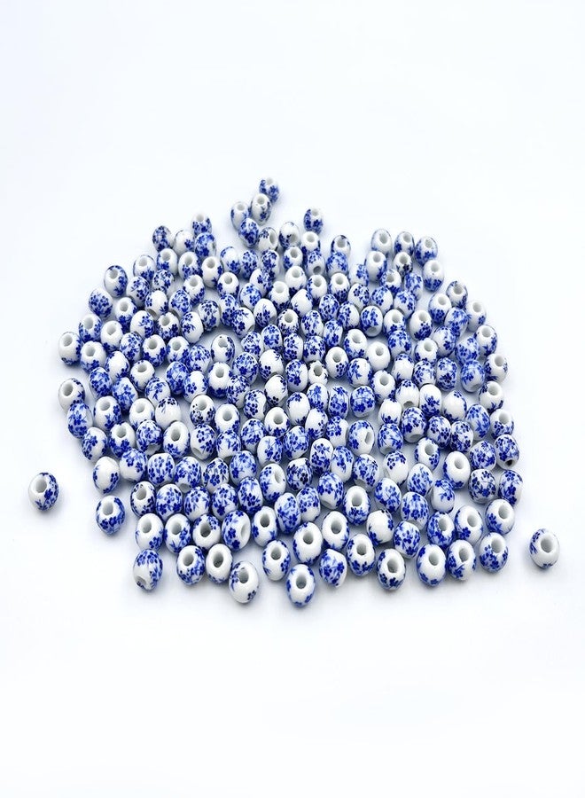metulip About 200Pcs 6mm Porcelain Round Ceramic Beads Blue Flower Printed Spacer Beads for Jewelry Making Bracelets Necklace - Image 1