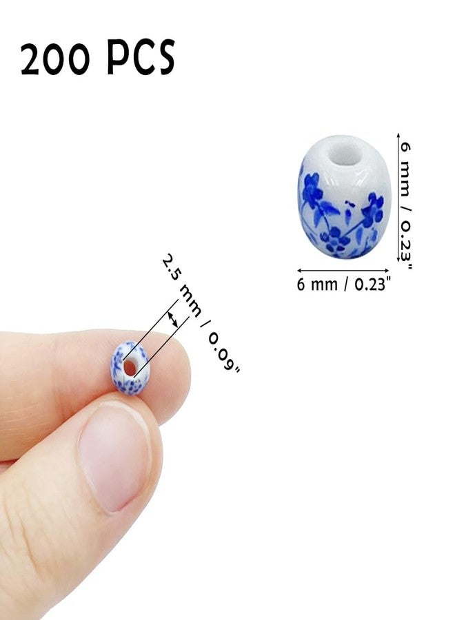 metulip About 200Pcs 6mm Porcelain Round Ceramic Beads Blue Flower Printed Spacer Beads for Jewelry Making Bracelets Necklace - Image 5