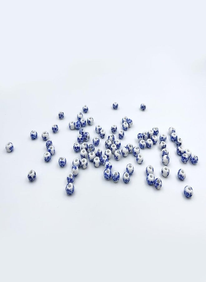 metulip About 200Pcs 6mm Porcelain Round Ceramic Beads Blue Flower Printed Spacer Beads for Jewelry Making Bracelets Necklace - Image 4