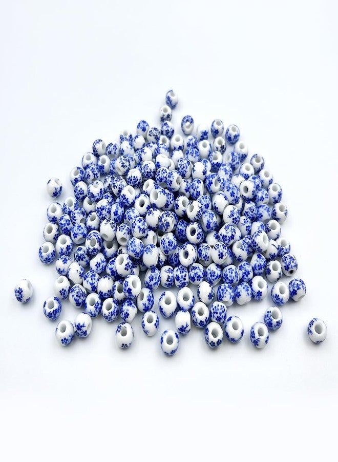 metulip About 200Pcs 6mm Porcelain Round Ceramic Beads Blue Flower Printed Spacer Beads for Jewelry Making Bracelets Necklace - Image 2