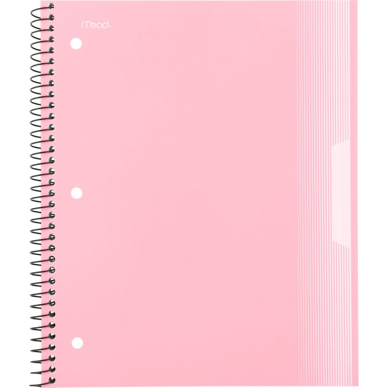 Mead Spiral Notebook, 1 Subject, College Ruled Paper, Plastic Cover, 8-1/2" x 11", 100 Sheets, Pastel Pink (820298B) - Image 2