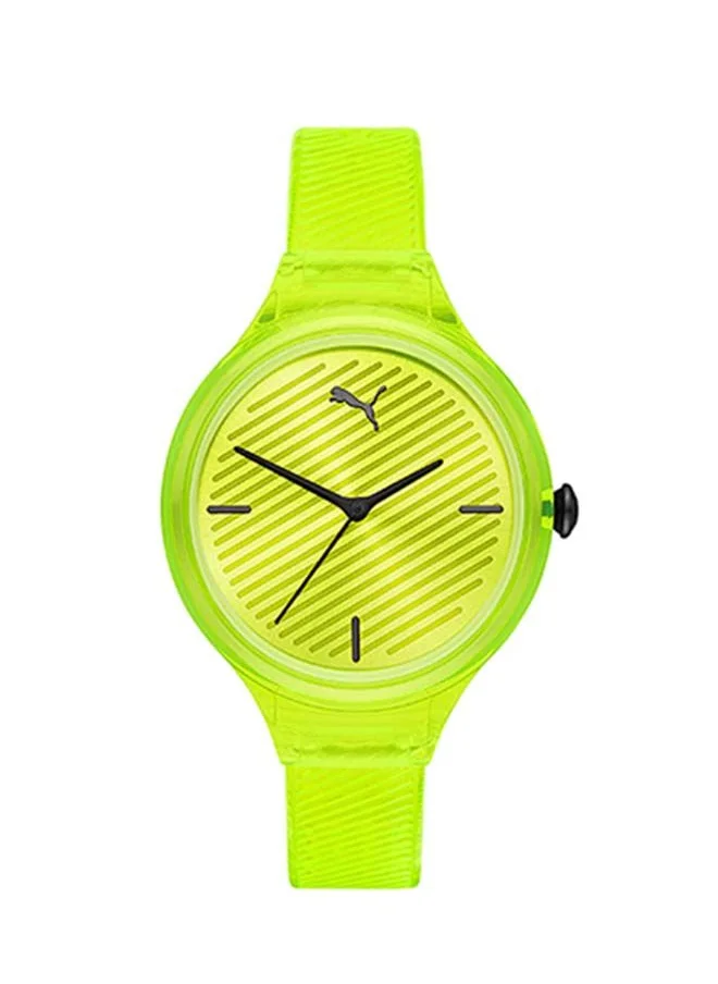 بوما Contour Polyurethane Analog Wrist Watch for Women PU P1017-36mm-Yellow