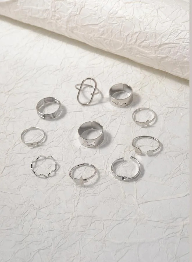 Take Two 10 PCS Silver ring set