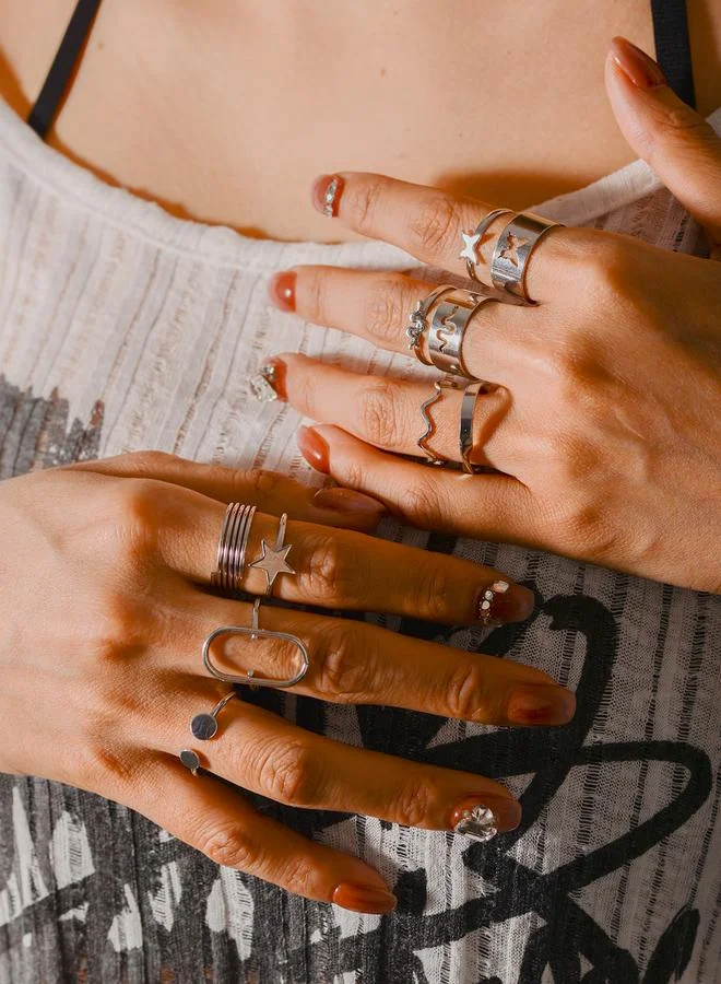 Take Two 10 PCS Silver ring set
