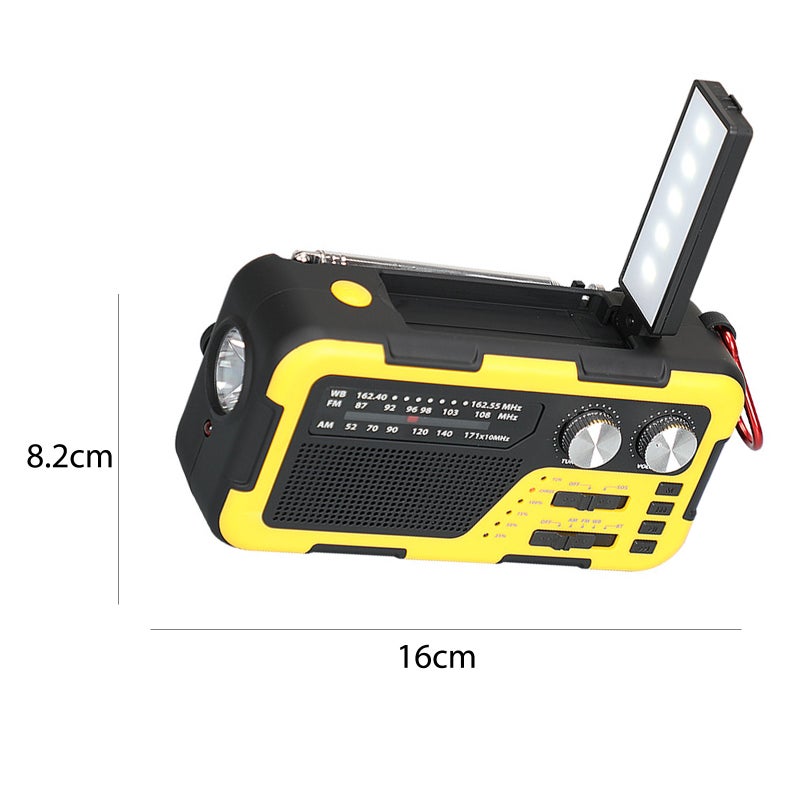 Emergency Crank Radio Red 2000mAh 4 Charging Modes - Ultra-bright 300m Range Flashlight Solar Bluetooth Speaker for Outdoor Camping Emergency Survival - Image 5