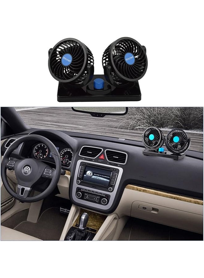 HX Car Fan 5V, Electric Car Cooling Fan with 360 Degree Rotatable 2 Speed Dual Head Car Auto Cooling Air Circulator Fan for Van SUV RV Boat Auto Vehicles Golf - Image 2