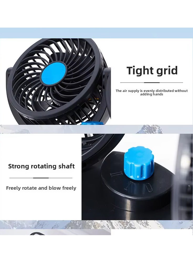 HX Car Fan 5V, Electric Car Cooling Fan with 360 Degree Rotatable 2 Speed Dual Head Car Auto Cooling Air Circulator Fan for Van SUV RV Boat Auto Vehicles Golf - Image 5