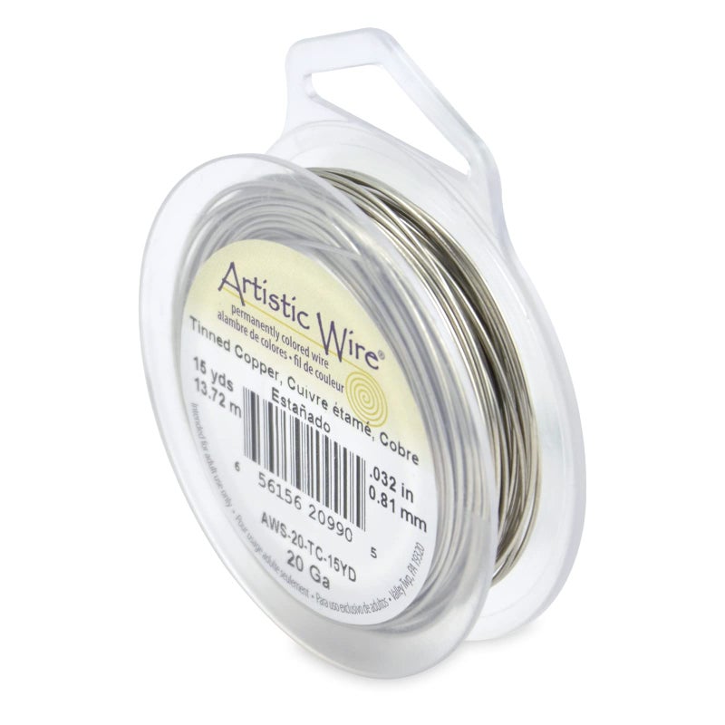 Artistic Wire, 20 Gauge Tarnish Resistant Tinned Copper Craft Jewelry Wrapping Wire, Silver Color, 15 yd - Image 1