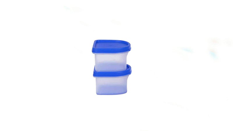 Cutting EDGE 250ml Modular Plastic Container Set of 2, BPA-Free & Leak-Proof, Stackable & Nestable, Reusable Food Organizers For Kitchen, Pantry, Fridge & Meal Prep- Blue Lids - Image 1