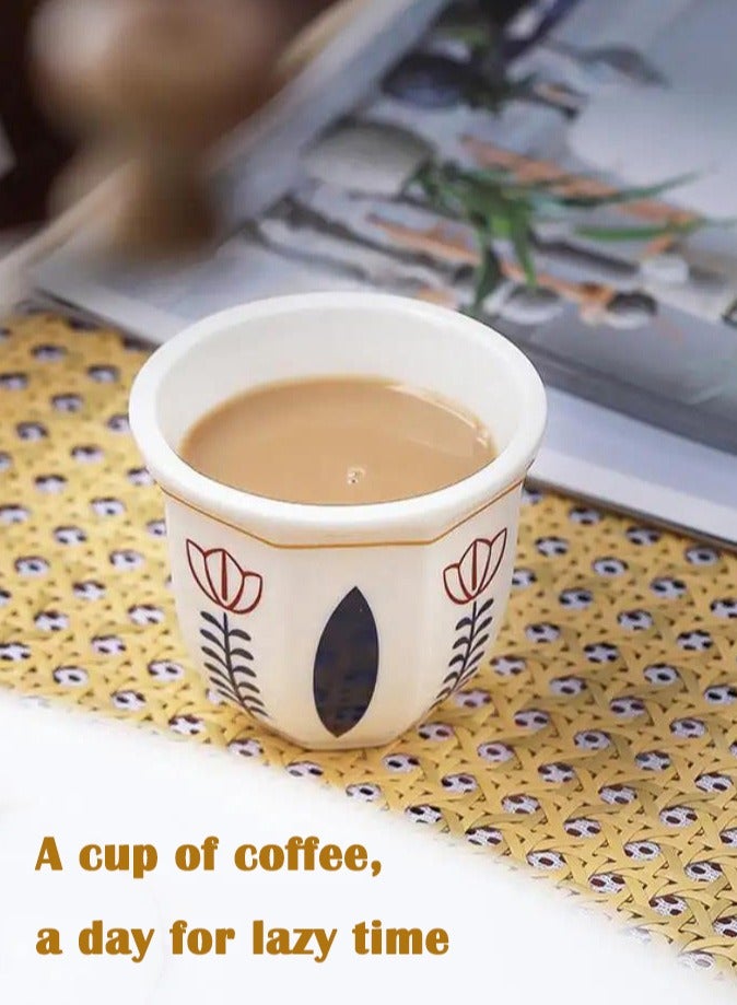 2 PCS Ceramic Coffee Cups 180mL Porcelain Tea Cup Set Espresso Cups for Turkish Tea Cappuccino Latte Arabic Coffee  - Image 2