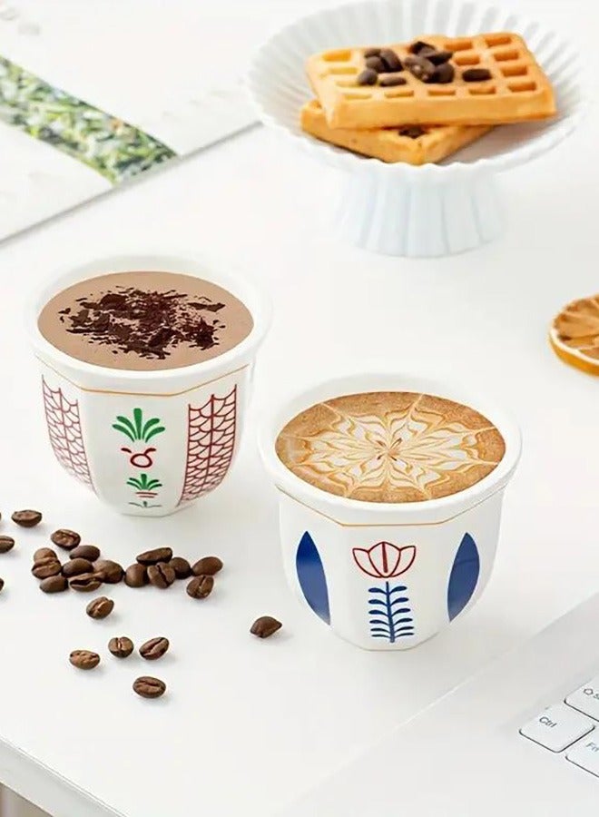 2 PCS Ceramic Coffee Cups 180mL Porcelain Tea Cup Set Espresso Cups for Turkish Tea Cappuccino Latte Arabic Coffee  - Image 5