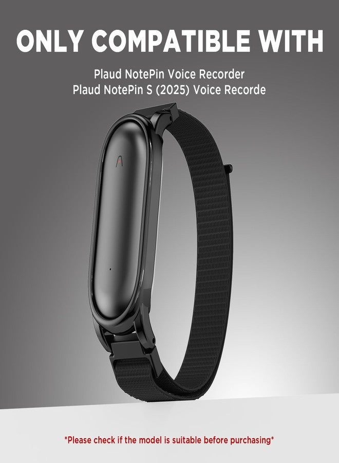 Wacanc ﻿Quick Release Nylon Wristband Compatible with Plaud NotePin Voice Recorder,PC Case with Soft Adjustable Wearable Strap for Plaud NotePin S (2025),Replacement Nylon Strap Accessories (Black) - Image 2