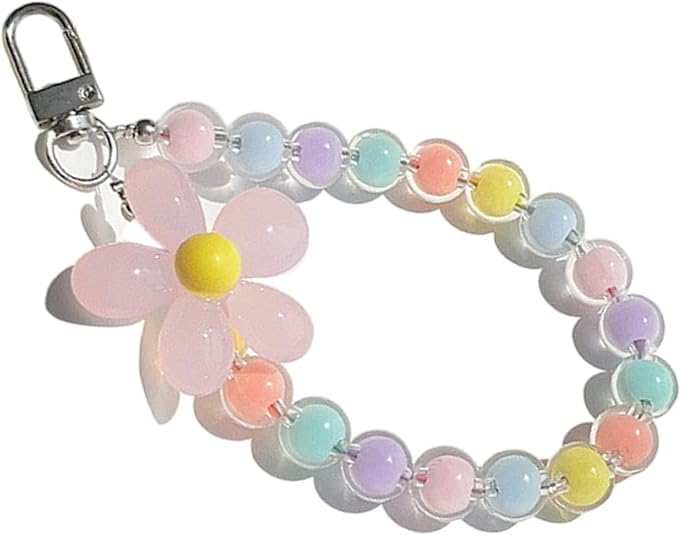 KHOLAD Mobile Phone Strap Pearl Beaded Flower Bracelet Creative Hanging Rope Keychain Anti-Lost Case Lanyard Girl Women's Wrist Strap Charms (Multicolor) - Image 1