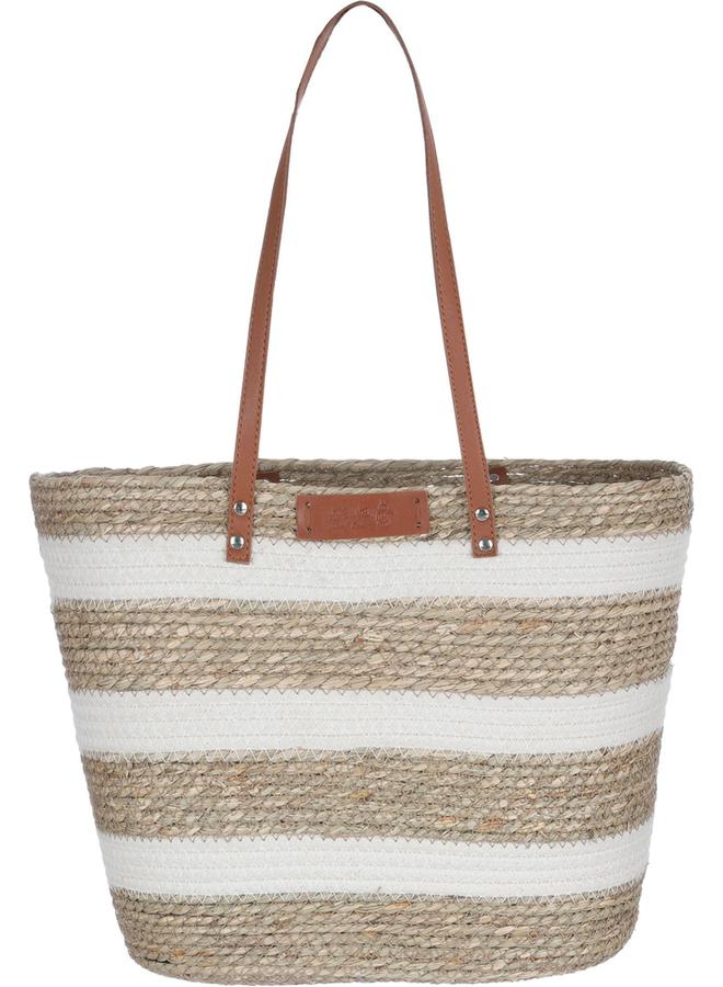 Alsaif Wicker Bag 43X18X30 Cm Brown Handle White/Beige - Image 1