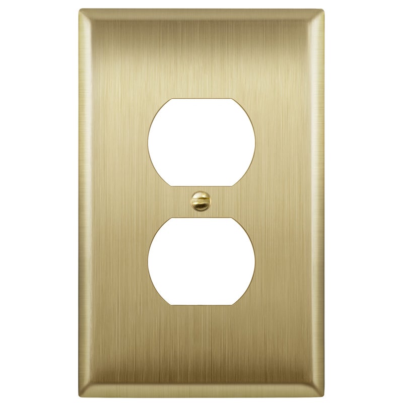 LIDER Duplex Receptacle Metal Wall Plate Stainless Steel Outlet Cover Corrosion Resistant MidSize 1Gang 488 x 311 201 Stainless Steel LMWP21MBB Brushed Brass