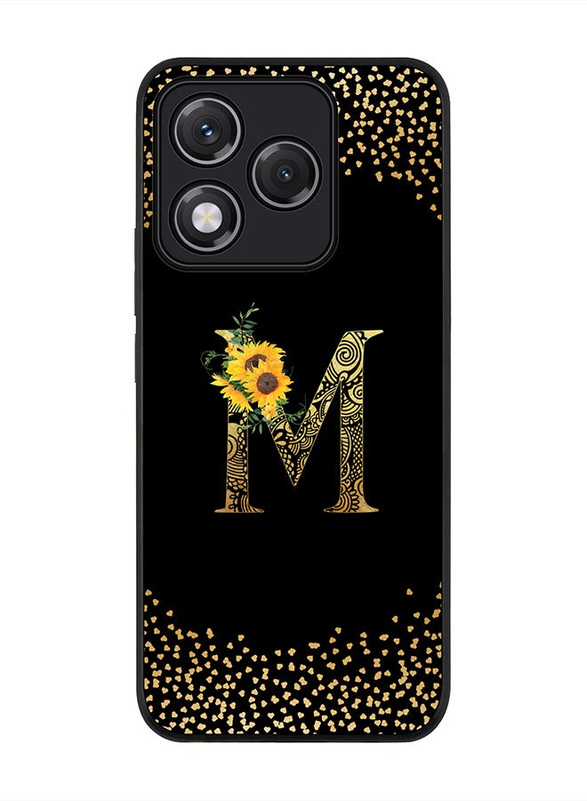 Stylizedd For Honor 400 Lite Case,Slim fit Camera Protection, Shockproof Thin Phone cover  - Custom Floral Monogram - M ( Black )