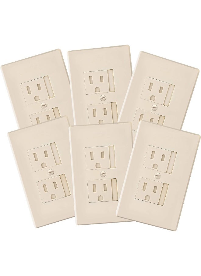 Safety Innovations Safety Innovations 6-Pack Self-Closing Babyproof Outlet Covers - an Alternative to Wall Socket Plugs for Child Proofing Standard Outlets (1 Screw), Beige  - Image 1