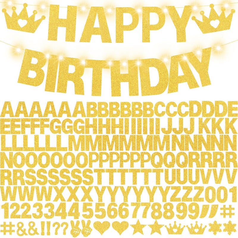 WELITTCON 175Pcs DIY Glitter Customizable Banner Kit Custom Banner Happy Birthday Personalized Letter Banners Decor for Christmas Baby Shower Birthday Party Decorations Supplies(Glitter Goldï¼‰ - Image 4