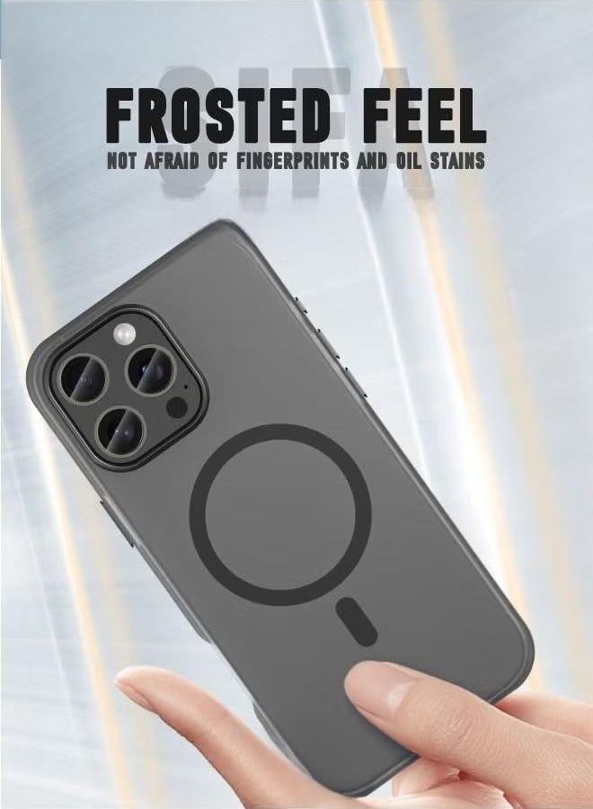 جراب iPhone 16 Pro Max، جراب مغناطيسي [متوافق مع Magsafe]، جراب غير لامع، [مضاد للسقوط ومقاوم للصدمات] [لا يسبب الاصفرار]، جراب نحيف ذو ملمس ناعم لهاتف iPhone 16 Pro Max، أسود شفاف - Image 3