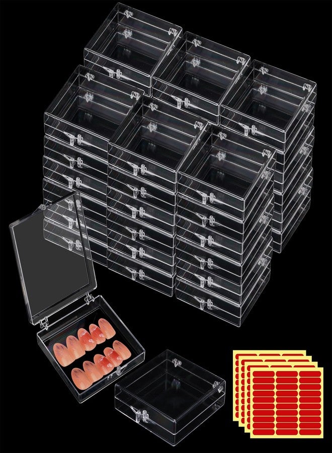 Axigundaone 36 Pcs Sqaure Press on Nail Case, Clear Nail Packaging Case 2.8 x 2.8 Inch, Press on Nail Storage Box for False Nail (120 Pcs Adhesive Double Sided Tapes) - Image 1