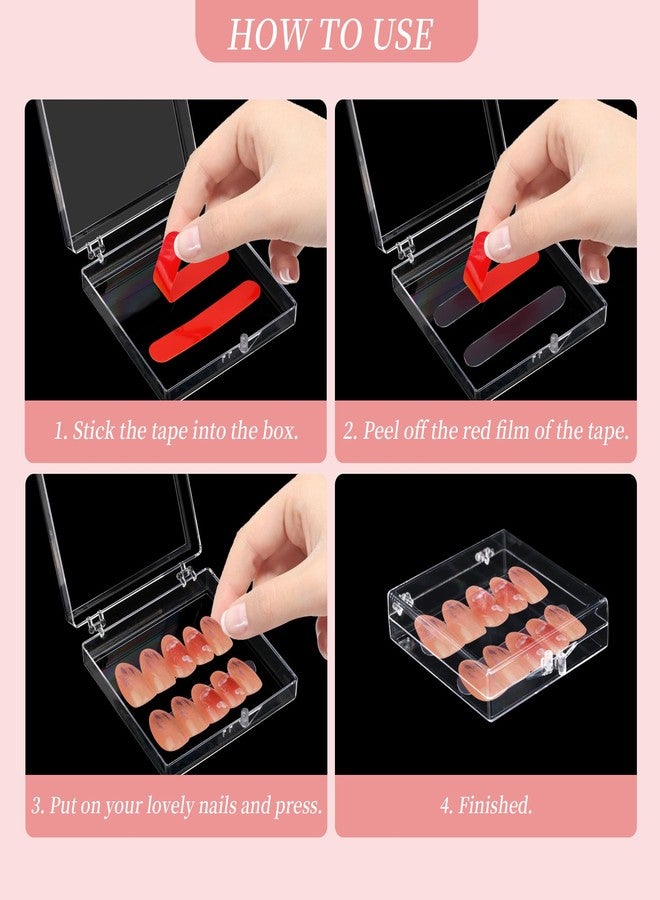 Axigundaone 36 Pcs Sqaure Press on Nail Case, Clear Nail Packaging Case 2.8 x 2.8 Inch, Press on Nail Storage Box for False Nail (120 Pcs Adhesive Double Sided Tapes) - Image 3