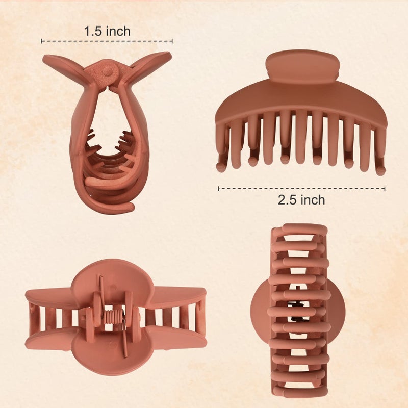 DEEKA 4 PCS Double Row Teeth Hair Claw Clips 2.5" Medium Hair Clips for Thin Hair Small Matte Clips Short Fine Hair Accessories for Women and Girls -Black Brown - Image 4