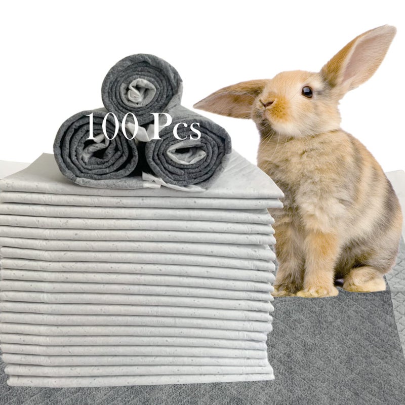 MUYG 100 Pcs Rabbit Pee Pads,Puppy Potty Training Pad Small Animals Super Absorbent Disposable Cage Liners Bamboo Charcoal Quick-Dry Mats for Rabbits Hedgehogs Chinchillas Cats Dogs(13x18In) - Image 1