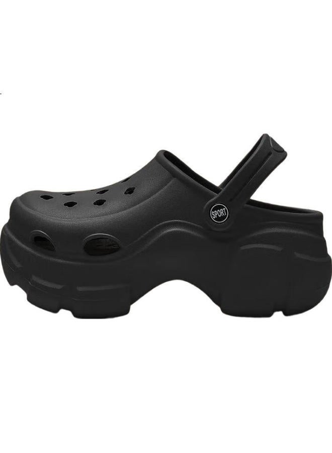 IQGD Women'S Floor Slippers Dual-Use Toe-Covered Slippers Indoor Outdoor Anti-Slip 3009 Black 40-41 - Image 2