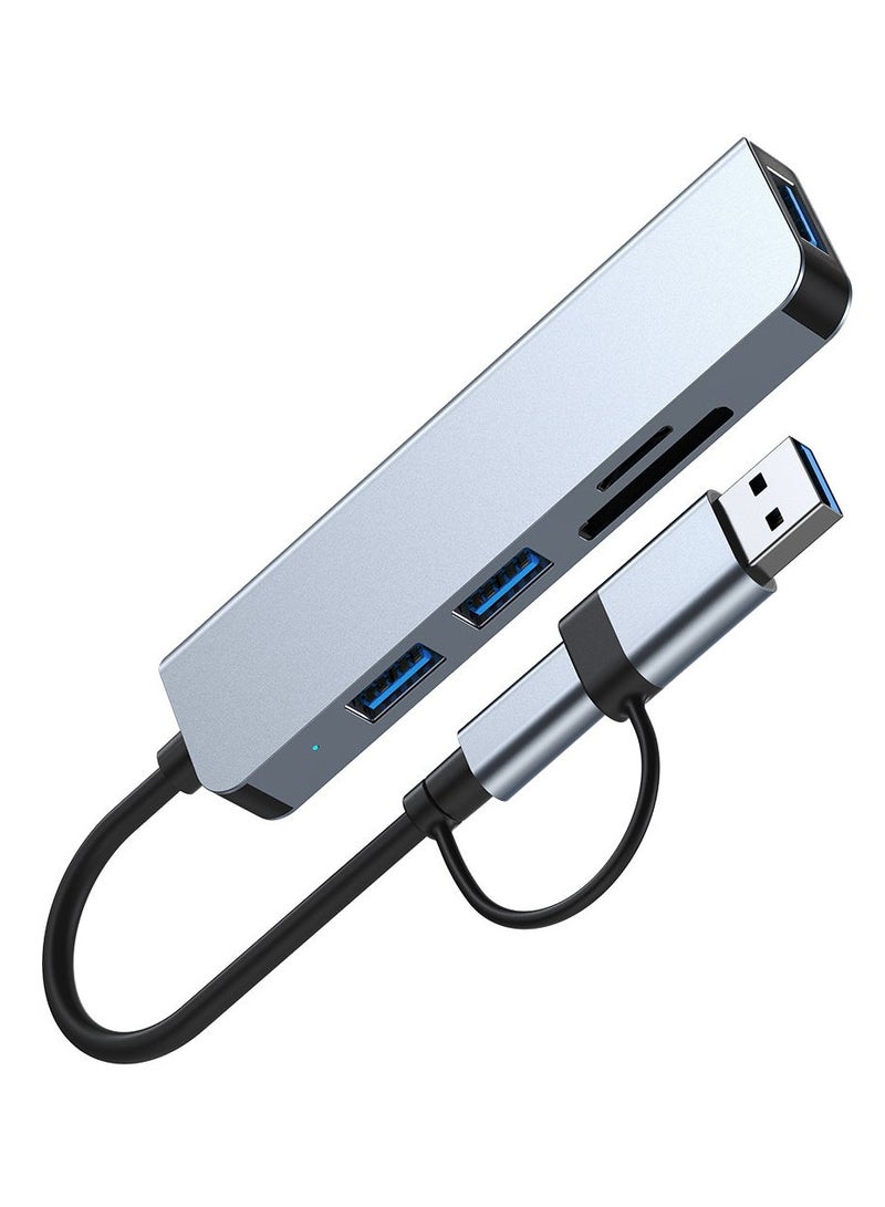 سام ألمنيوم سبائك USB3.0 وType-c إلى SD/TF + USB 3.0 محطة إرساء 5 في 1 لأجهزة الكمبيوتر المحمولة، سطح المكتب، Xbox، PS5، الفأرة، لوحة المفاتيح، محرك فلاش. - Image 3