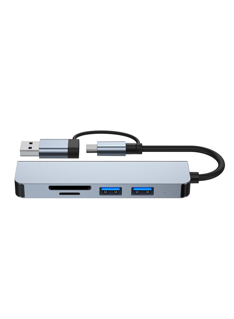 سام ألمنيوم سبائك USB3.0 وType-c إلى SD/TF + USB 3.0 محطة إرساء 5 في 1 لأجهزة الكمبيوتر المحمولة، سطح المكتب، Xbox، PS5، الفأرة، لوحة المفاتيح، محرك فلاش. - Image 4