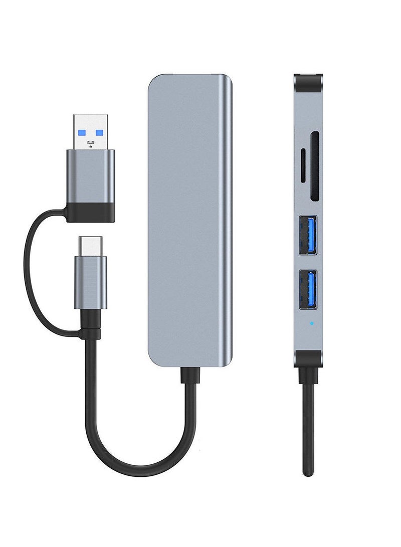 سام ألمنيوم سبائك USB3.0 وType-c إلى SD/TF + USB 3.0 محطة إرساء 5 في 1 لأجهزة الكمبيوتر المحمولة، سطح المكتب، Xbox، PS5، الفأرة، لوحة المفاتيح، محرك فلاش. - Image 2