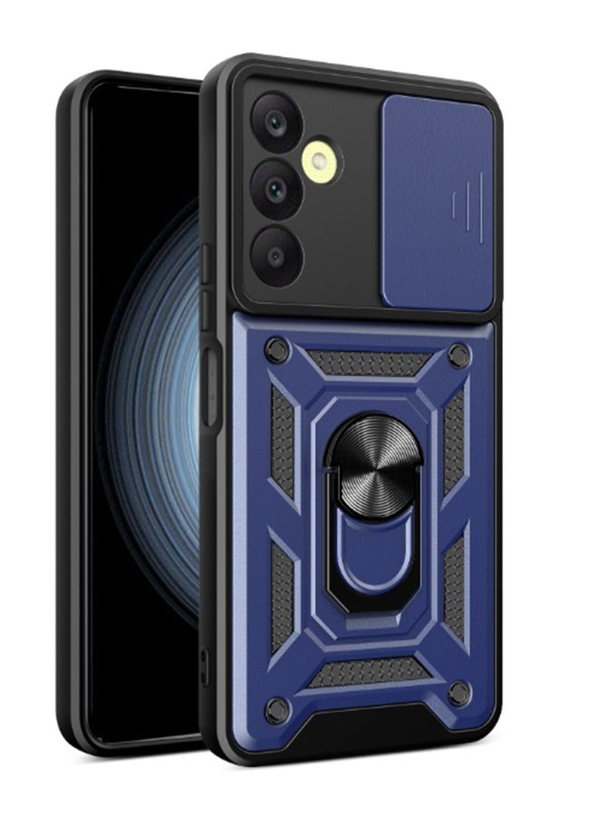 for Samsung Galaxy A26 5G Case Cover, Slide Camera Lens Cover, Magnetic Ring Holder Kickstand Protective Phone Case for Samsung Galaxy A26 5G, Blue