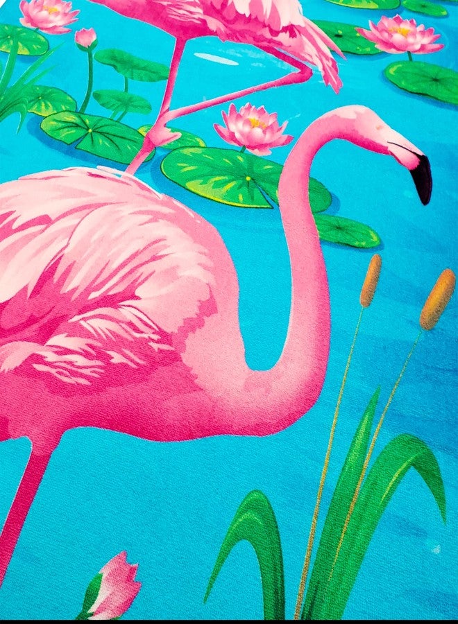 Beachland Flamingo Beach Towel 30 x 60 inch 100% Cotton (Flamingos and Flowers - 1 Towel) - Image 3