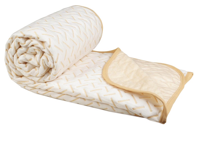 BSB HOME BSB HOME Premium Cotton Viscose Dohar/AC Quilt/Blanket for Double Bed Size (90 x 86 inches) |Lightweight Knitted Dohar with a Matching Handbag - 250 GSM |Double - 230x220 cms - Beige & White  - Image 1