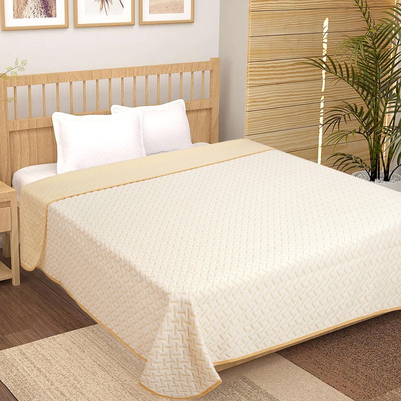 BSB HOME BSB HOME Premium Cotton Viscose Dohar/AC Quilt/Blanket for Double Bed Size (90 x 86 inches) |Lightweight Knitted Dohar with a Matching Handbag - 250 GSM |Double - 230x220 cms - Beige & White  - Image 2